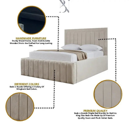 Luxury Paneled Liner Plain Border Thick Padded Bed - BedsnBoards