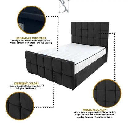Andorra la Vella Cubed Upholstered Bed - BedsnBoards