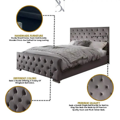Ankara Dotted Upholstered Bed - BedsnBoards