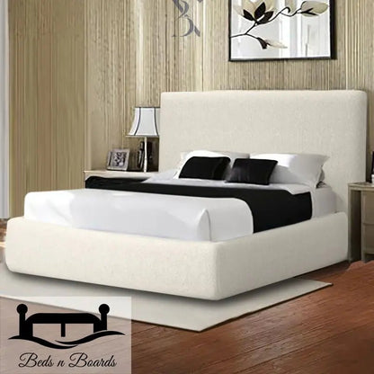 Beautiful Diana Boucle Teddy Beer Cream Luxury Bed - BedsnBoards