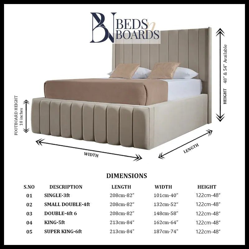 Berlin Wingback Luxury Upholstered Bed BedsnBoards