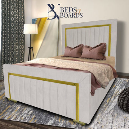 2025 Windsor Luxury Bed – Gold Accent Panels - BedsnBoards