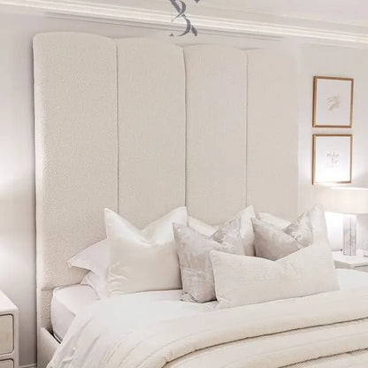 Cascade Cream Boucle Luxury Panelled Bed - BedsnBoards