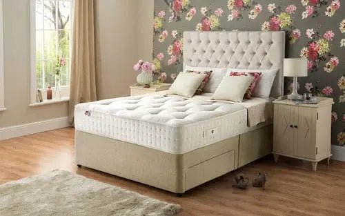 Luxury Chesterfield Bed Set – Ottoman Divan & Buttoned Headboard - BedsnBoards