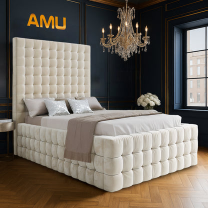 AMU Colchester Luxury Velvet Bed Frame (2-Piece Headboard Design)