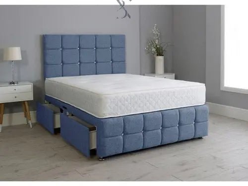 Alistair Cubed Thick Padded Divan Bed Set - BedsnBoards