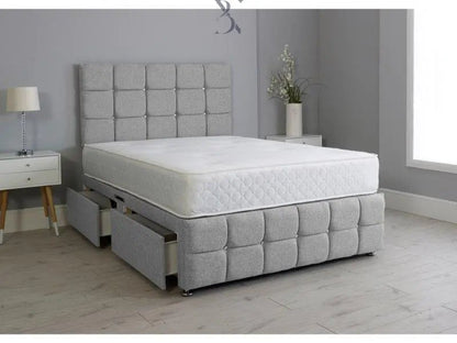 Alistair Cubed Thick Padded Divan Bed Set - BedsnBoards