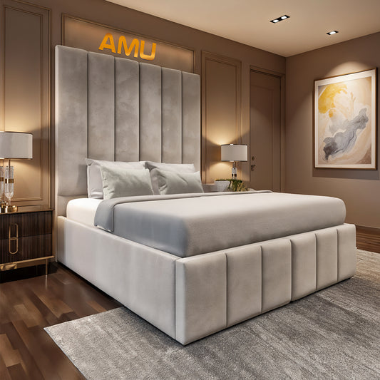 AMU Elston Grandeur Modern Designer Bed Frame (2-Piece Headboard Design)