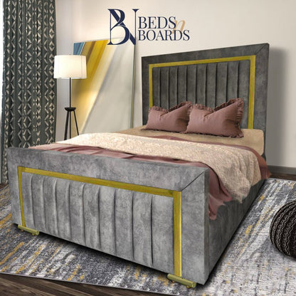 2025 Windsor Luxury Bed – Gold Accent Panels - BedsnBoards