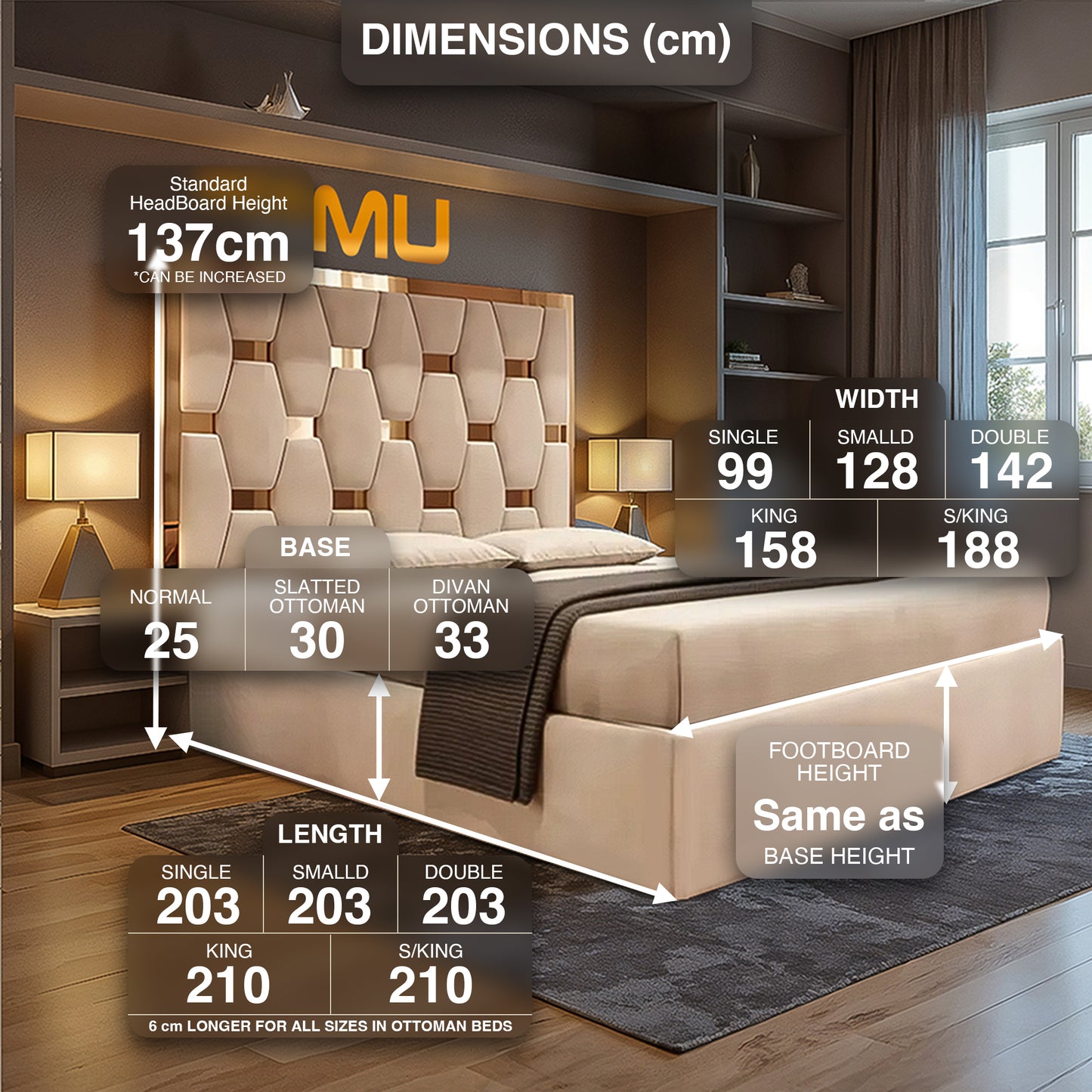 AMU Marlowe Opulence Luxury Bed Frame