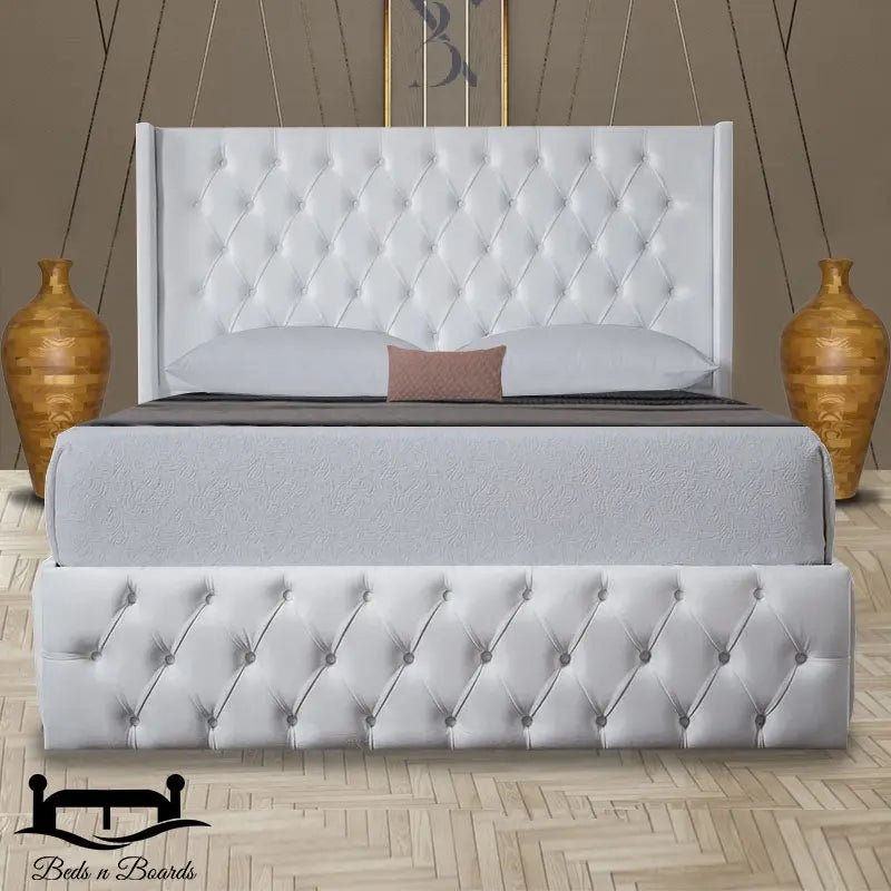 Lisbon Wingback Curved Luxury Bed - BedsnBoards