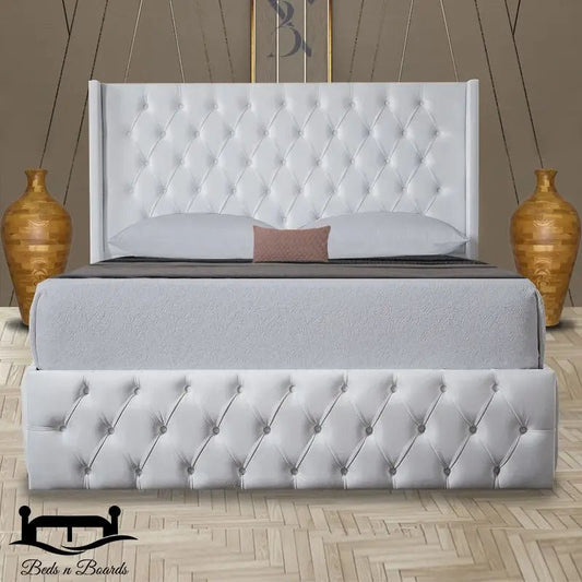 Lisbon Wingback Curved Luxury Bed - BedsnBoards