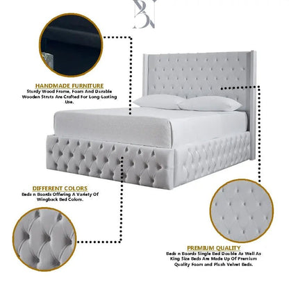 Lisbon Wingback Curved Luxury Bed - BedsnBoards