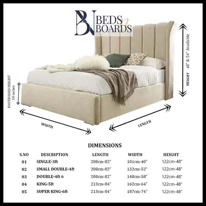 Madrid Wingback Curved Dotted Bed Only Furniture