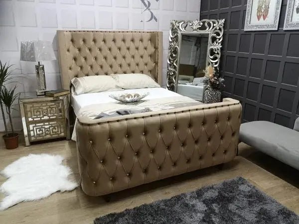 Marilyn Wingback Upholstered Bed - BedsnBoards