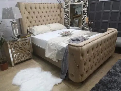 Marilyn Wingback Upholstered Bed - BedsnBoards