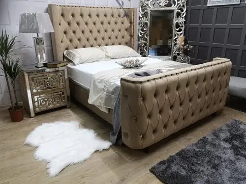 Marilyn Wingback Upholstered Bed - BedsnBoards