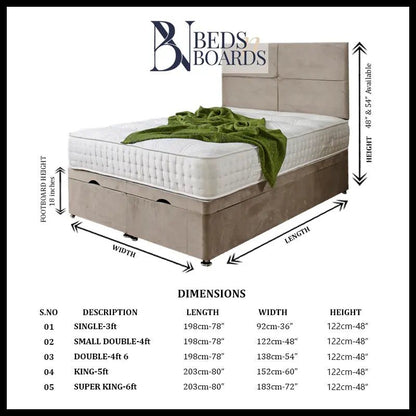 Milano Cubed Ottoman Divan Bed BedsnBoards