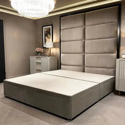 Praline Luxury Velvet Ottoman Divan Bed Base - BedsnBoards
