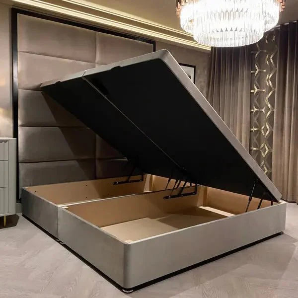 Praline Luxury Velvet Ottoman Divan Bed Base - BedsnBoards