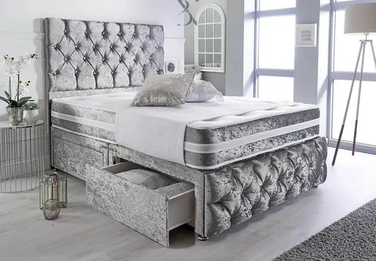 Luxury Queen Size Divan Bed Set – Complete with Headboard - BedsnBoards