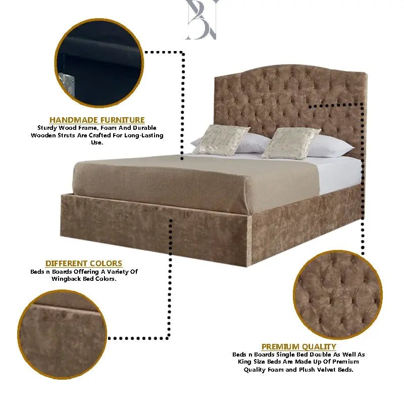 Roma Dotted Buttons Luxury Bed - BedsnBoards