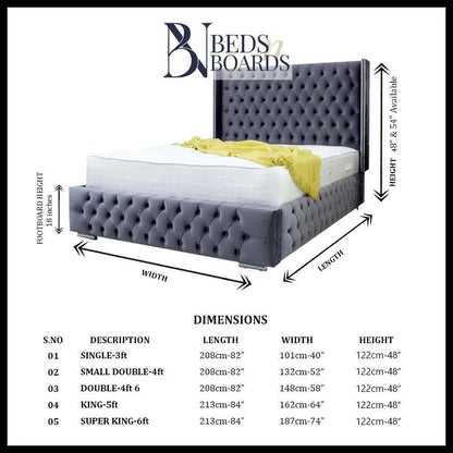 Sophia Wingback Dotted Bed Only Furniture