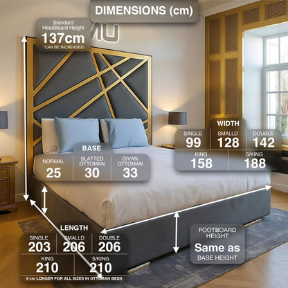 AMU Versailles Luxury Designer Bed Frame (2-Piece Headboard Design)