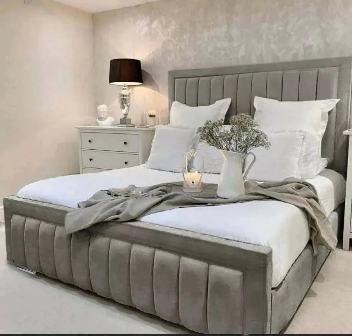 Stylish New Elegant Milano Upholstered Bed - BedsnBoards