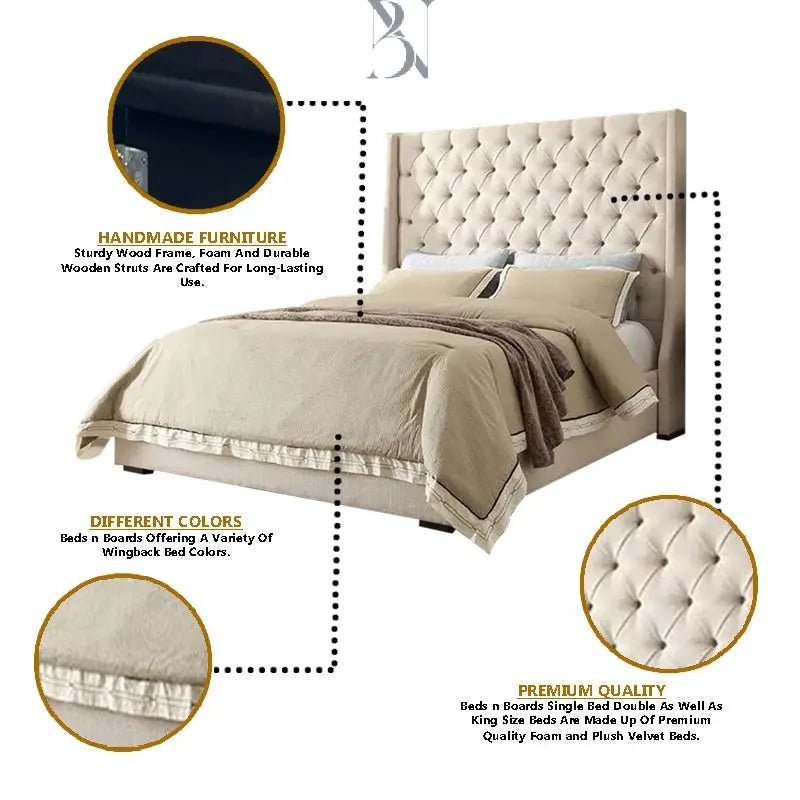 Wingback Chesterfield Napnest Luxury Bed - BedsnBoards