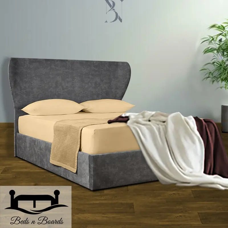 Rose Butterfly Wing backed Curved  Luxury Bed - BedsnBoards