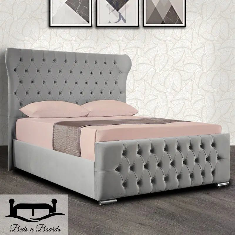 Wingback Cruved Chesterfield Miami Luxury Bed - BedsnBoards