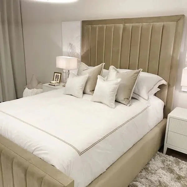 Yves Coffee Premium Panelled Bed - BedsnBoards